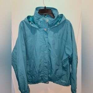 🌧️ L.L. Bean Teal Hooded Rain Jacket Women’s XL